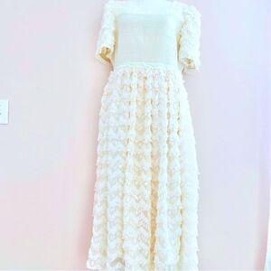 Ivy City Co Cloud Nine Sparkle Cream Textured Smocked Dress.